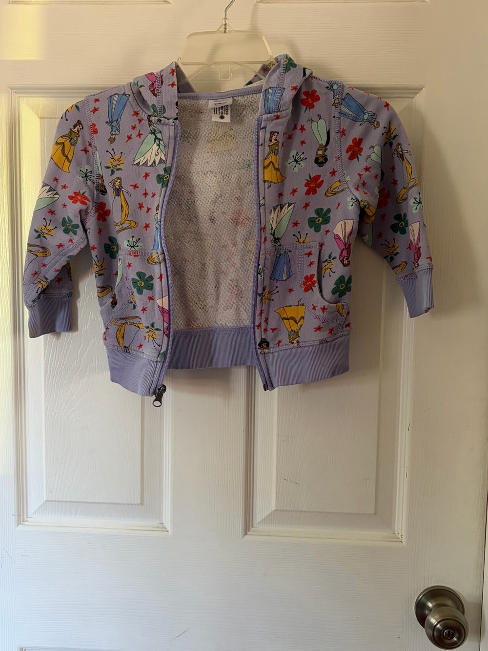 Disney Lavender Princess Zip-Up Hoodie with Colorful Character Print